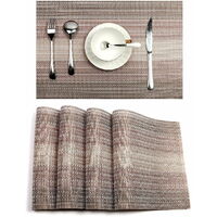 Placemats Set for Dining Table Plastic Woven Vinyl Place Mats Wipe Clean Non Slip Heat Resistant Washable Kitchen Table Mats (A-Coffee, 6)