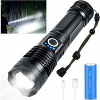 Super Bright 135000 LM Torch Led Flashlight USB Rechargeable Tactical Light UK 