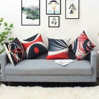 Throw Pillow Covers Set of 4 Modern Abstract Red Stripes Gray Black Decorative Pillow Covers Home Decor Square Pillow Cases