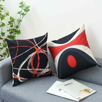 Throw Pillow Covers Set of 4 Modern Abstract Red Stripes Gray Black Decorative Pillow Covers Home Decor Square Pillow Cases