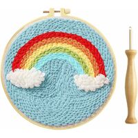 Rug Hooking Kit, Latch Hook Rug Kit, Handcraft DIY Knitting Wool Embroidery with Punch, Easy Making (rainbow)