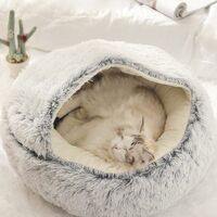 Plush Pet Basket, Donut Semi-Closed Warm Basket For Dog Cat, Domestic Cat And Dog Bed Sofa