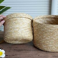 Seagrass Storage Basket, Braided Flower Basket, Wicker Laundry Basket, Organizers Box Hand Wove