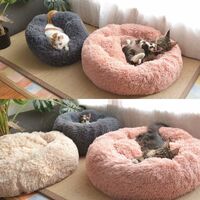 Pet Bed For Cats And Dogs Round Plush Dog Bed Donut Shaped Cat Bed