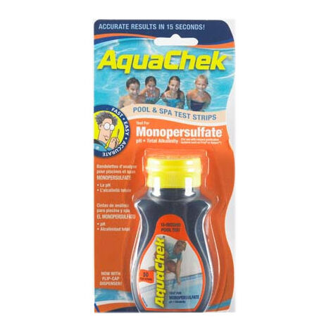 50 bandelettes test oxygène actif 3 en 1 – Mesure pH et alcalinité – Analyse rapide pour spas et piscines – Flacon de 50 unités – Aquachek