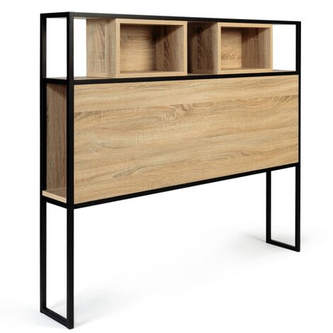 Cabecero 145 cm diseño industrial madera y metal negro DETROIT