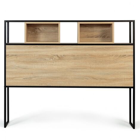 Cabecero 145 cm diseño industrial madera y metal negro DETROIT