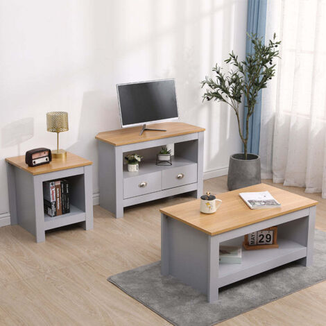 FURNITURE HMD Living Room Furniture Sets 3 Pieces Lamp/Side Tables Coffee Tables TV Unit ...