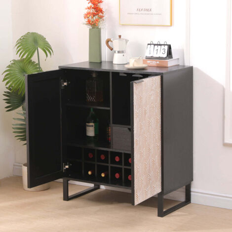 FURNITURE HMD Wooden Wine Cabinet Sideboard Kitchen Storage Cabinet for Home Bar Kitchen