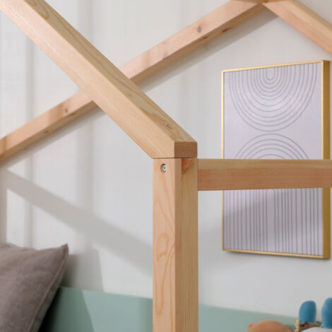 FURNITURE HMD Green Solid Pine Wood and MDF Fence,Children Bed Frame High Sleeper Bed Children Single Bed Toddler Bunk,Cabin Bed,Mattress(WITHOUT):90x190cm