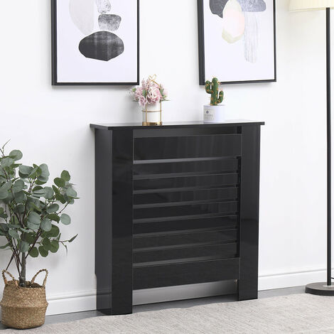 FURNITURE HMD High Gloss Radiator Cover Decorative Cabinet,Black-78x19x82cm(WxDxH)