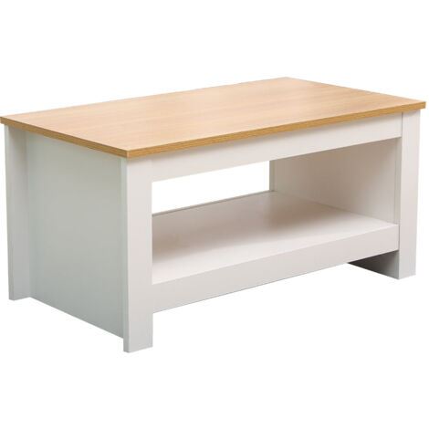 FURNITURE HMD Coffee Table with Storage Shelf Living Room Furniture,White