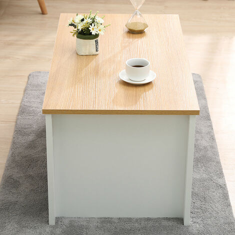 FURNITURE HMD Coffee Table with Storage Shelf Living Room Furniture,White