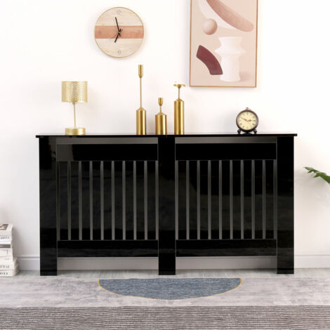 High Gloss Black Vertical Slats Large-151.5x19x82cm(WxDxH)