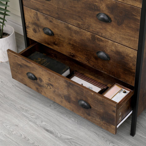 FURNITURE HMD Retro Industrial Style Bedroom Chest of 4 Drawers,Storage ...