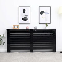 FURNITURE HMD High Gloss Radiator Cover Decorative Cabinet,Black-171.5x19x82cm(WxDxH)