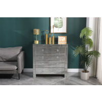 FURNITURE HMD Mirror Storage Cabient Wide 4 Drawers Chest Storage Unit Organizer Cupboard Freestanding Sidebard Livingroom Bedroom Furniture,80x40x80cm(WxDxH)