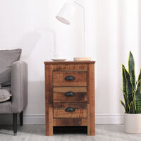 FURNITURE HMD Wooden Bedside Tables with 3 Drawers,Bedroom Furniture