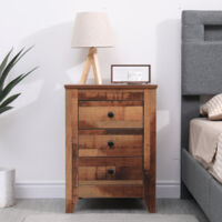 FURNITURE HMD Wooden Bedside Tables Set,Nightstand with 3 Drawers,Bedroom Furniture,45x40.5x62cm(WxDxH)