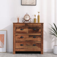 FURNITURE HMD Wooden Storage Cabinet Drawer Chest with 2+2 Drawers,79x35x81cm(WxDxH)