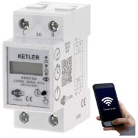 KETLER - KE6010W : Compteur contacteur électrique - Monophasé 60 A - Mesure directe - WIFI - Compatible SMART LIFE et TUYA