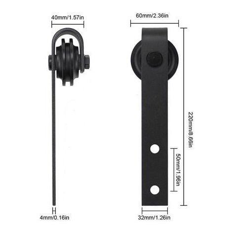 230CM Quincailleri Kit de Rail pour Porte Coulissante Ensemble Industriel pour Porte Suspendue