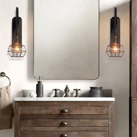 2 Pack Applique Créative Style Industrielle Rétro Lampe de Mur Loft Style Levage Poulie Lumière