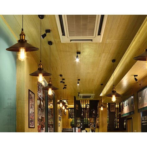 Lot de 2 Retro Lustre Suspension Industrielle E27 26cm Lampe Abat-jour Metal Luminaire Restaurant Cafe