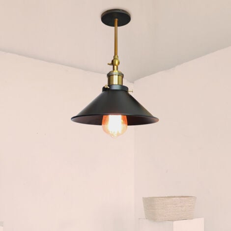Lot de 4 Rétro Applique Murale Industrielle E27 22cm Plafonnier Luminaire Fer Abat-jour en Métal Noir