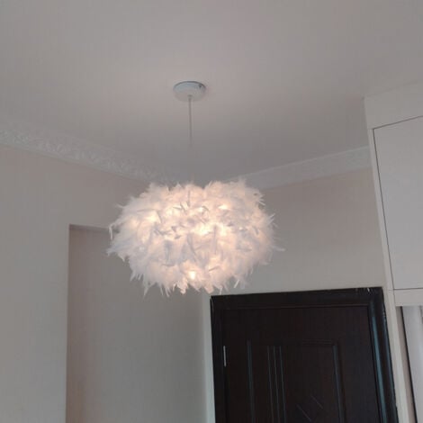 Lustre Suspension en Plume E27 45cm Blanc