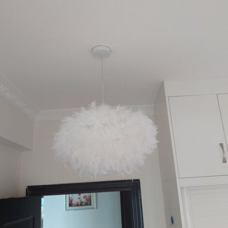 Lustre Suspension en Plume E27 45cm Blanc