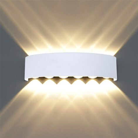 Axhup – Applique murale LED 12W – 12 LEDs – Lumière blanche chaude – Aluminium élégant pour intérieur et extérieur – Dimensions 30 x 8 x 5 cm