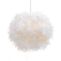 Axhup – Lustre suspension 30cm en plumes – Luminaire E27 blanc pour chambre d'enfant et salon – Installation facile – Design léger et durable