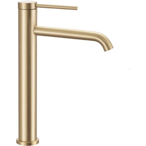 Robinet mélangeur de lavabo or brossé haut – Bec haut 160mm – Laiton durable facile à nettoyer – REAB5329
