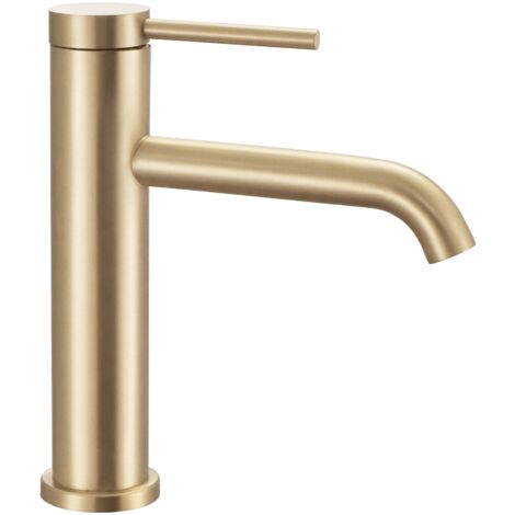 Robinet simple de lavabo finition métal dorée – Hauteur 205mm – Portée du bec 125mm – Montage à poser – REAB5323