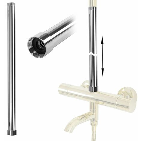 REA – Rallonge pour ensemble bain-douche 50cm – Adaptateur en chrome résistant à l'eau – Compatible avec douches pluie LUNGO, ROB, VINCENT
