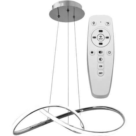 LAMPE SUSPENDUE APP393-CP MODERNE BAGUE CHROME LED + TÉLÉCOMMANDE 1-POINTS DE LUMIÈRE 40W 55X55X14,5CM REGLABLE (1/5)