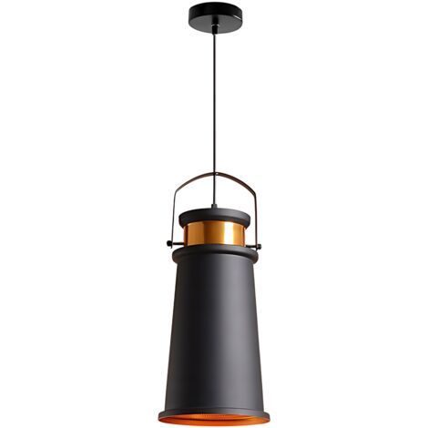 LAMPE SUSPENDUE APP173-1CP ASTI A NOIR ROSE OR 20X45 CM E27 (1/5)
