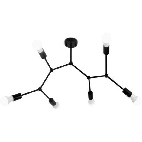 LAMPE SUSPENDUE APP737-6C MÉTAL LOFT NOIR 6-POINTS DE LUMIÈRE E27 72X62CM (1/5)