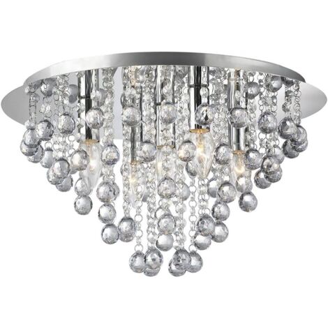 PLAFONNIER ARGENTÉ RONDE APP514-5C CRISTAL 35X30 CM 5-POINTS DE LUMIÈRE E14 (1/4)