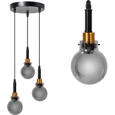 LAMPE SUSPENDUE APP1125 BALLES MÉTAL - VERRE NOIR - OR E14 1-POINT LUMINEUX (1/5)