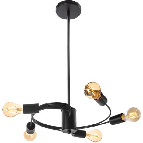 LAMPE SUSPENDUE APP739-5CP LOFT NOIR 5-POINTS DE LUMIÈRE E27 38X38X60CM (1/5)