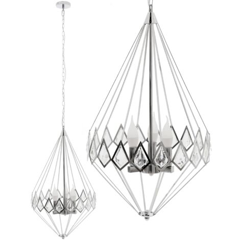 LAMPE SUSPENDUE APP767-3CP DIAMOND CRISTAL 3-POINTS DE LUMIÈRE E14 40,5X40,5X69-146CM REGLABLE (1/5)