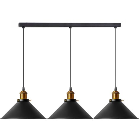 Toolight – Lampe suspendue Porto Noir – Set de 3 lampes E27 – Largeur 60 cm – Surface résistante aux rayures – Design moderne et élégant - APP017-3CP (1/5)