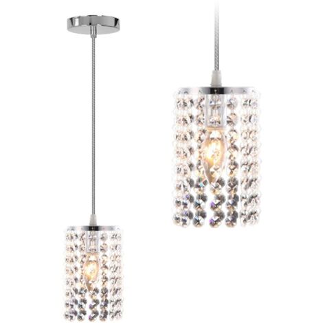 LAMPE SUSPENDUE APP730-1CP CRISTAL CHROME 1-POINTS DE LUMIÈRE E27 11X11X16-101CM REGLABLE (1/5)