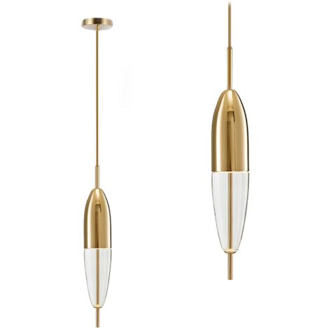 LAMPE SUSPENDUE APP549-1CP VERRE METAL OR LED 1-POINTS DE LUMIÈRE 9X9X60-140CM REGLABLE (1/5)
