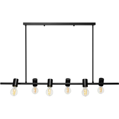 LAMPE SUSPENDUE APP480-6CP MÉTAL INDUSTRIEL NOIR 6-POINTS DE LUMIÈRE E27 100X74CM (1/5)