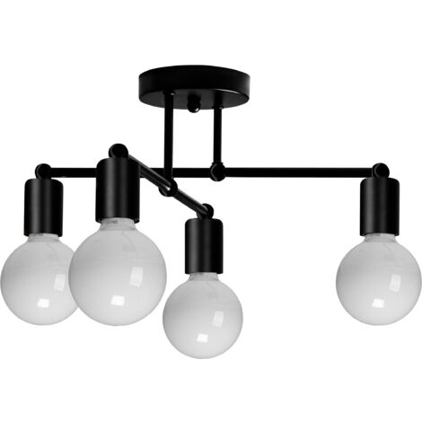 LAMPE SUSPENDUE 392200 NOIR MAT 4-POINTS DE LUMIÈRE E27 41X41X18CM (1/5)
