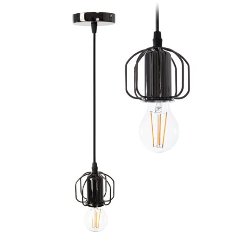 LAMPE SUSPENDUE APP595-1CP LOFT NOIR 1-POINTS DE LUMIÈRE E27 9X9X8-100CM REGLABLE (1/5)