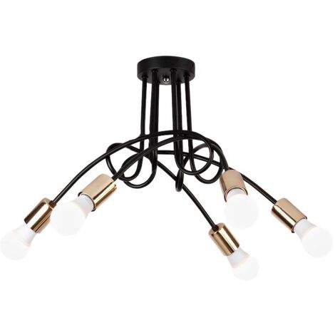 LAMPE SUSPENDUE APP518-5C PARADISE 5 NOIR OR 5-POINTS DE LUMIÈRE E27 70X70X40CM (1/5)